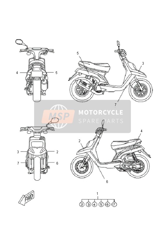 Yamaha CW50L 2011 GRAFIK & EMBLEM für ein 2011 Yamaha CW50L